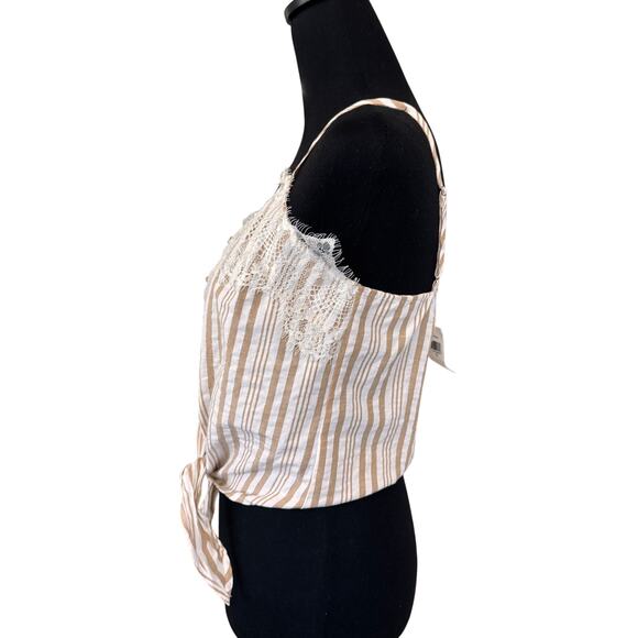 New Lumiere Women's Beige Button Down Tie Front Camisole Top Size S - Picture 2 of 5